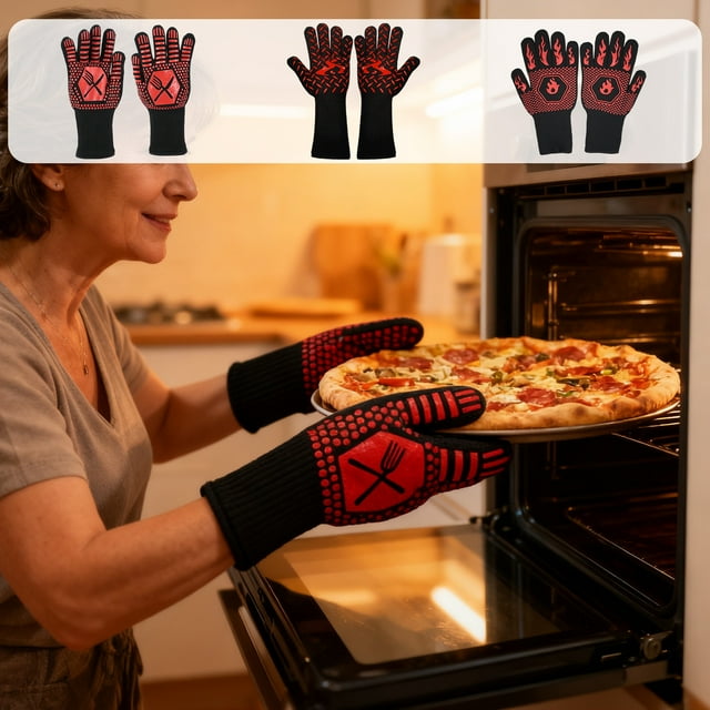Sentmoon Mitaines de Four Résistantes à la Chaleur Mitaines de Four une Paire de Mitaines de Four Gants Résistants à la Chaleur pour Fours et Micro-Ondes et Gants de Protection Résistants aux Hautes Températures pour la Manipulation de Casseroles et Poêles