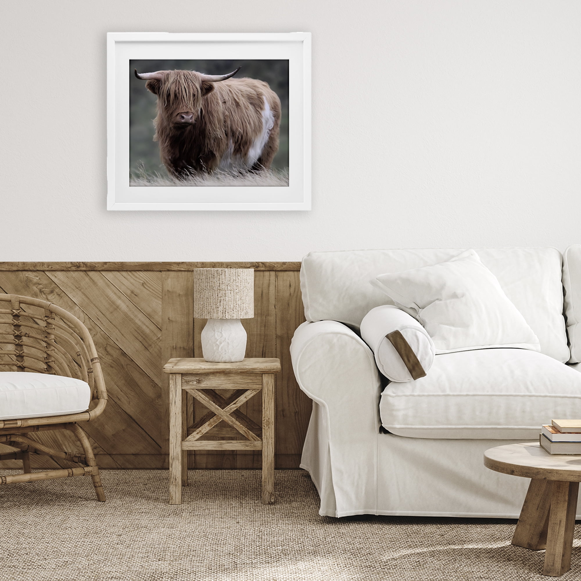 Stupell Industries Wandering Harry Highland Cattle White Framed Print Under Glass, design by Marcus Prime