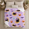 thumbnail image 4 of Whimsical Halloween Cats Bats Candy Crescent Moons Kids, Playful Pet Portrait Pattern, Warm Flannel Blanket for Living Room and Bedroom, Cat Lovers Halloween Gift, Pet Lover Home Decor, 4 of 7