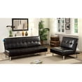 thumbnail image 5 of Bastina Faux Leather Tufted Convertible Futon Sofa, Black, 5 of 5
