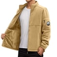 thumbnail image 6 of Tisuna Men Jacket Solid Color Long Sleeve Stand Collar Coat Fashion Loose Autumn Winter Men Outerwear Jacket Khaki Size L, 6 of 7