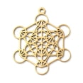 thumbnail image 1 of 201 Stainless Steel Pendants Laser Cut Metatron Cube Charm Golden 33x27x1mm Hole: 1.8mm, 1 of 3
