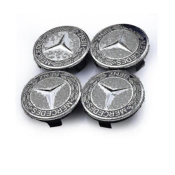 For Mercedes 4-pack Alloy Wheel Center Hub Caps Size 75mm Benz Black ...