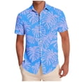 thumbnail image 2 of Aobny Tropical Mens Shirt Button Up Hawaiian Shirt Big & Tall Short Sleeve Polos Collared Mens Summer Shirts,Blue,L, 2 of 6