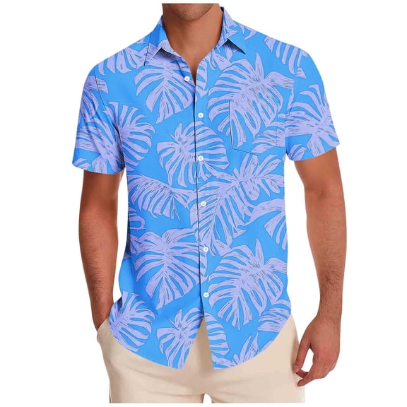 Men's Hawaiian Shirts Button Down Short Sleeve Tropical Floral Print Tops Aloha Summer Beach Casual Vacation Shirt Camisa Hawaiana Para Hombres