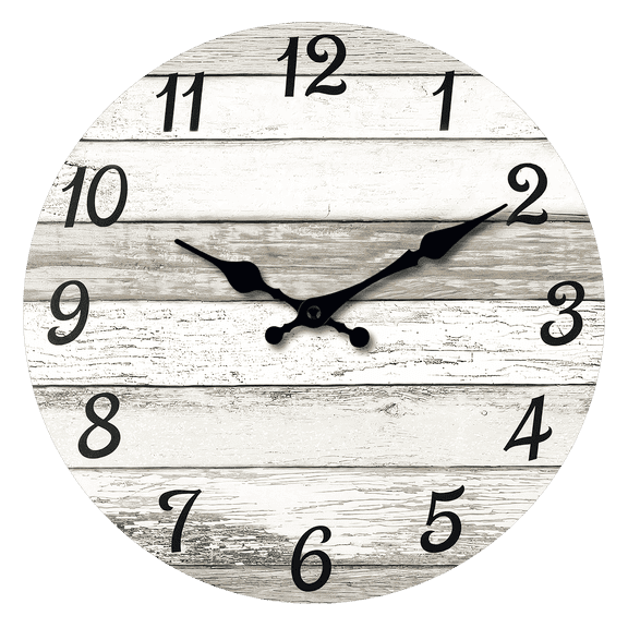 Farmhouse Wall Clock 12 Inch Grey Wooden Rustic Wall Clocks Battery Operated Silent Wall Clock for Kitchen Bedroom