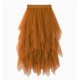 thumbnail image 2 of Falda de tul delgada de cintura alta para mujer Vestido de falda de párrafo largo de malla con cintura elástica (negro/púrpura/azul muchos colores) # jxsm8063-Turmeric- Bolígrafo Bolígrafo Bolígrafo de papelería, 2 of 2
