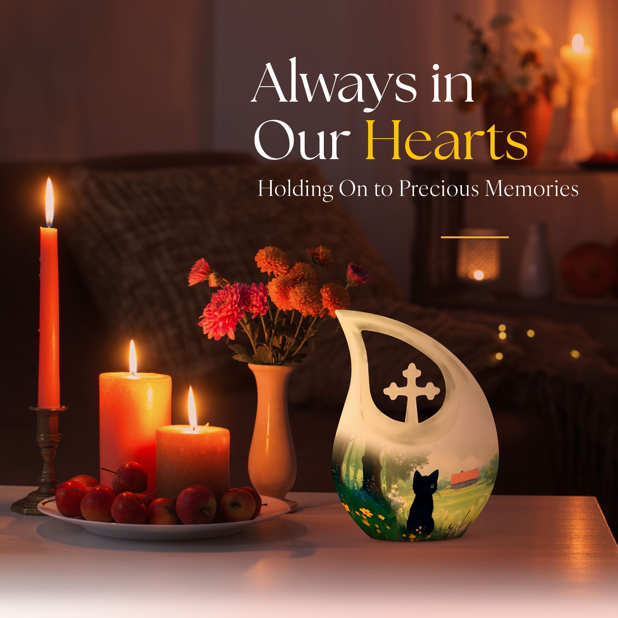 MUKTIVE Cat Urn - Tear Drop Urns for Human Ashes - 10 Inch Pet Memorial Cremation Urn - Urns for Adult Male & Female - Large Box