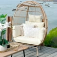 Dextrus Wicker Egg Chair Outdoor Indoor Oversized Lounger with Stand and Cushions Egg Basket ...