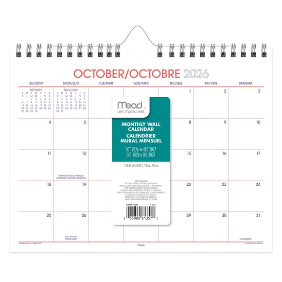2027 Mead® Color Pop Compact Wall Calendar
