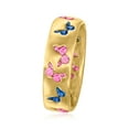 thumbnail image 3 of Ross-Simons 1.00 ct. t.w. Pink and Blue Sapphire Butterfly Ring in 18kt Gold Over Sterling, Women's, Adult, 3 of 5