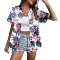 thumbnail image 2 of Cnbwig Womens Shirts Casual Fashion Floral Printed Summer Elegant Short Sleeve Blouse for Ladies Beach Soft Basic Tops, 2 of 5