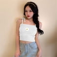 thumbnail image 3 of Chaleco de mujer Chica fuera del hombro Correa Crop Top Chaleco ajustado de punto, blanco Inevent AP001483-01B, 3 of 7