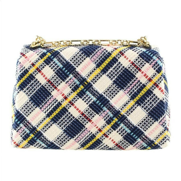 Mini Plaid Patterned Small Tweed Bag, Ornamented Square Shoulder Bag, Chain  Crossbody Flap Purse, Suitable For Everyday Use