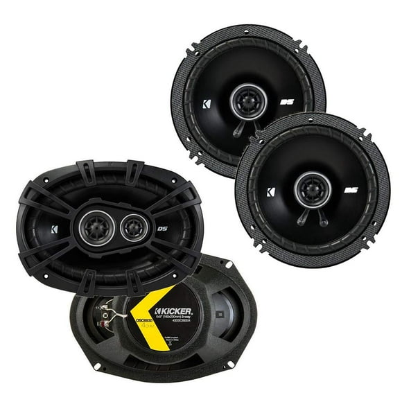 KICKER 43DSC69304 Serie D 6x9 pulgadas 360 vatios 3 vías altavoces duales con 43DSC6504 6.5 pulgadas 240 vatios 2 vías 4 ohmios altavoces coaxiales de audio para automóvil