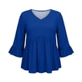 thumbnail image 7 of TGSLY Plus Size Peplum Tops for Women Lightweight Soft V Neck Ruffled 3/4 Bell Sleeve Shirts Oversized Casual Solid Color Blouses XXXXL, 7 of 7