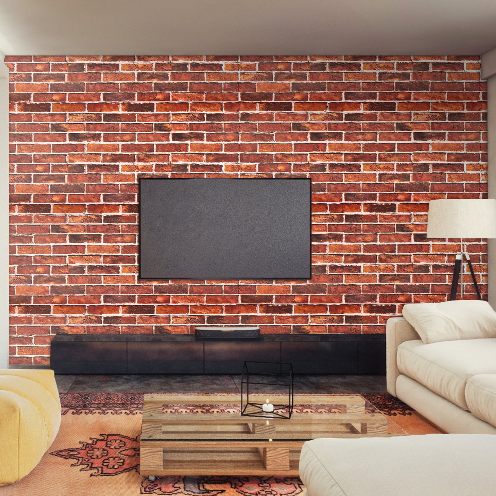 UMIGGEE 17.7-in x 472-in Red Brick Wallpaper Vintage Brick Wallpaper Peel and Stick Wallpaper Self Adhesive Removable Decorative Contact Paper for House Decoration PVC DIY