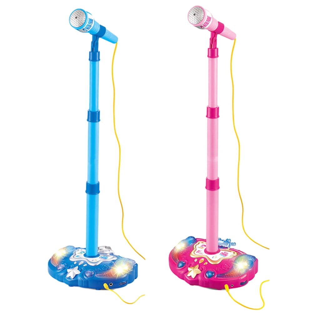 Godderr Kids Karaoke Machine with Microphones & Stand Toddler Music Singing Machine Adjustable Stand Music Instruments Sound & Flashing Lights Toys