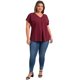 thumbnail image 2 of GRACE & GRANDEUR Blusas de Talla Grande para Mujeres con Mangas Cortadas y Cuello en V, Camiseta Casual de Verano 4X en Burdeos Oscuro, 2 of 7