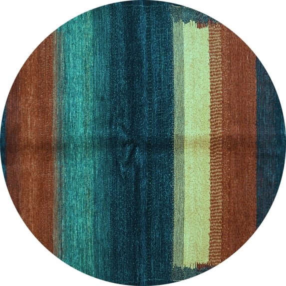Ahgly Company Indoor Round Abstract Light Blue Contemporary Area Rugs, 8' Round