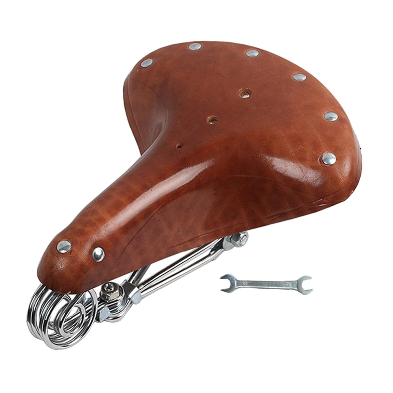 BessieSparks Retro Genuine Leather Bike Seat Bicycle Saddle Classic Saddles Cushion Mat for Cycling Riding