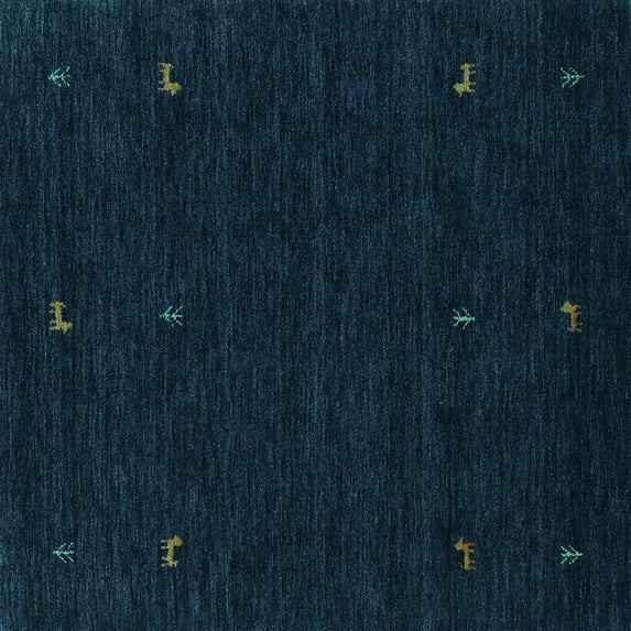 Ahgly Company Machine Washable Indoor Square Abstract Turquoise Blue Contemporary Area Rugs, 3' Square