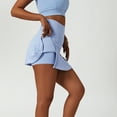 thumbnail image 5 of Women's Tennis Skirts Top Set Stretch High Waisted Golf Skorts Skirt One Shoulder Sports Bra Running Workout Activewear, 2 Piece M Blue, 5 of 8