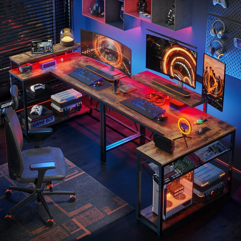 RSPGAME 42 Inch L-Shaped Gaming Desk with LED Lights photo 7