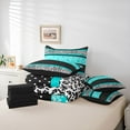 thumbnail image 5 of Feelyou Cyan Damask Floral Bedding Comforter Set 7 Pieces, Leopard Cheetah Print Full Bedding Set, Fashion Cycle Polkadots Reversible Fitted Sheet Flat Sheet, Super Cozy Room Decor, 5 of 7