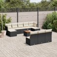 thumbnail image 1 of vidaXL 11 Piece Garden Sofa Set with Cushions Black Poly Rattan, 1 of 5