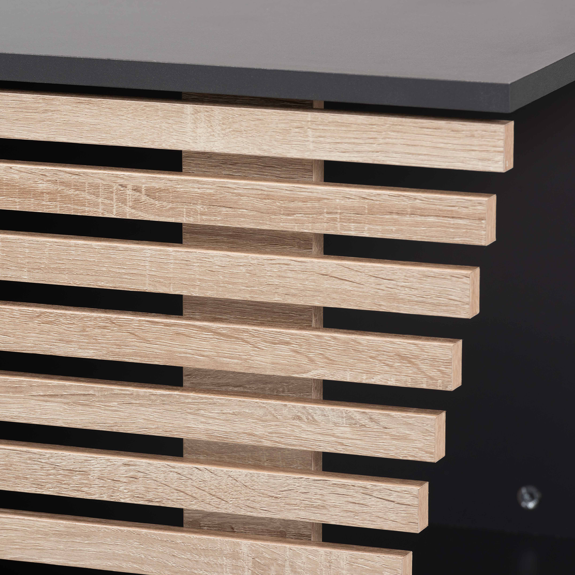 Baxton Studio Eckhart Modern and Contemporary Two-Tone Dark Grey and Oak Finished Wood Cat Litter Box Cover House