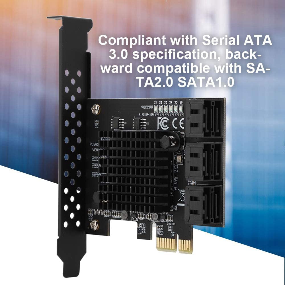 Zopsc PCI-E SATA Expansion Card Support Hot Swap 6-Port PCI Express SATA 3.0 Controller Card Compatible for SATA6G 3G 1.5G Hard Drives 
