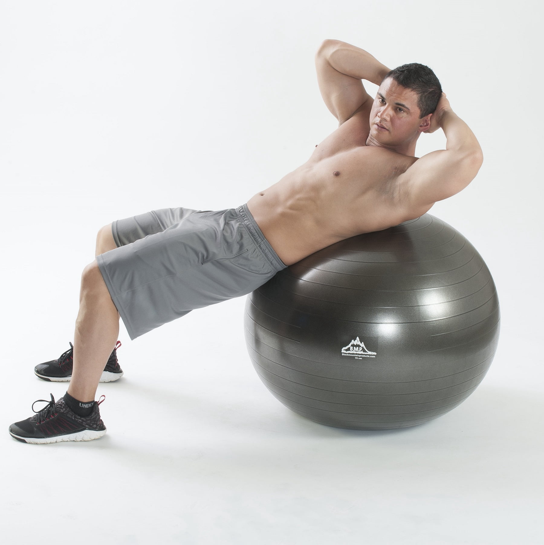 Black Mountain Products Professional Grade Stability Ball - Pro Series 1000lbs Anti-burst 2000lbs Static Weight Capacity, 75cm Black