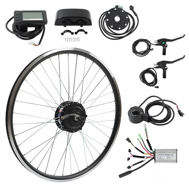 Kit de rueda de motor de tracción delantera para vehículos de carretera, 36 V, 250 W, 26 pulgadas, rueda delantera, kit de motor de conversión de bicicleta eléctrica, kit de rueda de motor de tracción delantera impulsado por rendimiento