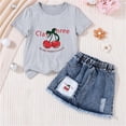thumbnail image 4 of Fnooota Girls Summer Outfit Sets, 2 Piece Fashion Summer Short Sleeve Kids Clothing Sets Gray Size 5-6 T, 4 of 5