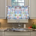 thumbnail image 2 of Yayeee Kitchen Curtains Tier Pair Light Filtering 27"x36" Rod Pocket Short Cafe Window Panel, Blue Retro Pattern, 2 of 7