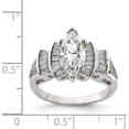 thumbnail image 3 of Sterling Silver Rhodium-Plated Marquise Shape Center Cz Ring (Size 7) Made In China qr2021-7, 3 of 5