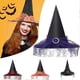 thumbnail image 3 of Halloween Black Witch Hat Universal Witch Cosplay Hat with Mesh for Adult Children, 3 of 5