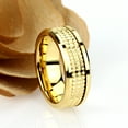 thumbnail image 2 of Men's Women's Tungsten Wedding Band Engagement Ring 8mm Jagged Center Gold Plated Ring, SZ 14, 2 of 3