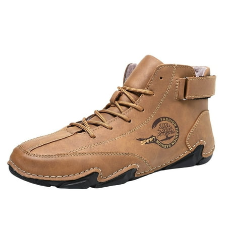 WNVMWI Mens Shoes Brown Sneakers Formal Shoes for Men Winter Pull On Outwear Fashionable Classic Short Boots PU Breathable Cool Boots Comfortable Walking Running Shoes Size 44