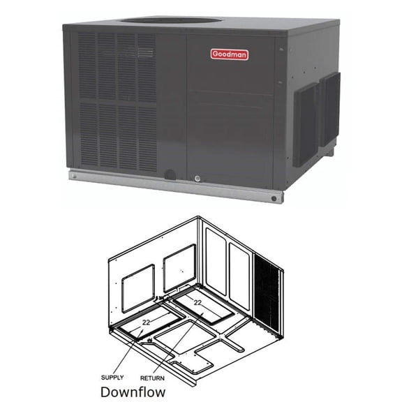 Goodman 3.5 Ton Heat Pump Package 13.4 SEER2, Single Stage, Downflow/Horizontal, GPHM34231