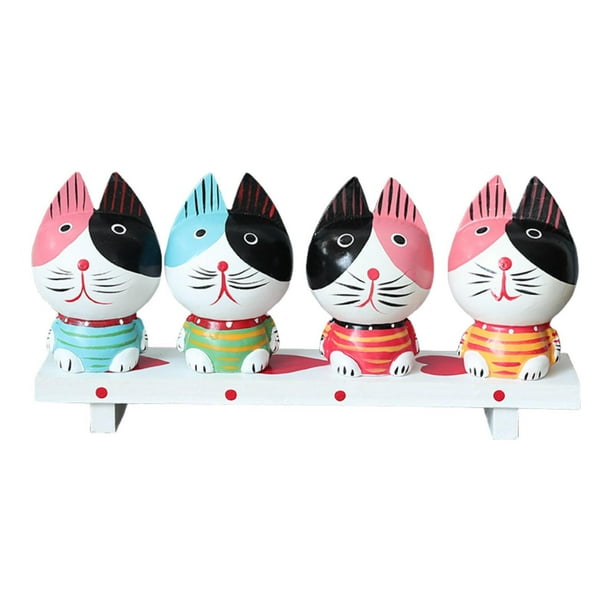 Estatuas de gatos, figuras con banco de exhibición, esculturas de gatitos, figura coleccionable en miniatura moderna para tablero de automóvil, cocina