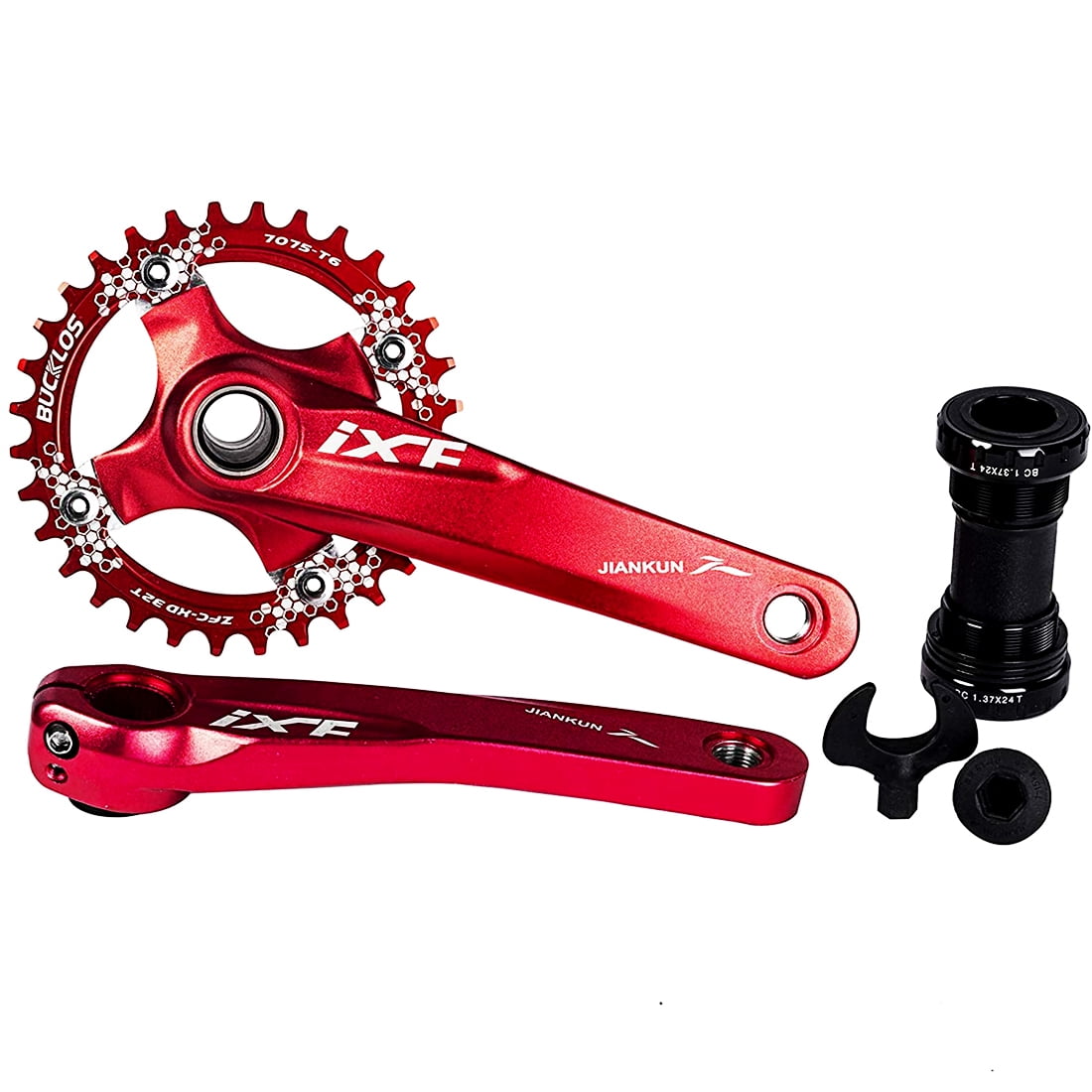 BUCKLOS Mountain Bike Cranksets 104 BCD 32T 34T 36T 38T Bike Crank Arm Set 170mm, Aluminum Alloy