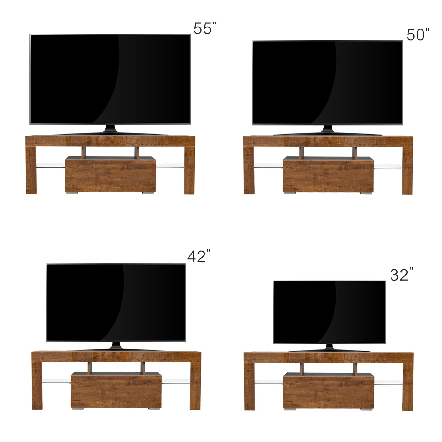 Kadyn 55 Inch Modern Tv Stand 20 Color LED Tv Stand, Tv Stands for 55 Inch Tv with Storage, LED Entertainment Center for Living Room, Walnut Kadyn 55 Inch Modern Tv Stand 20 Color LED Tv Stand, Tv Stands for 55 Inch Tv with Storage, LED Entertainment Center for Living Room, Walnut