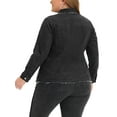 thumbnail image 3 of MODA NOVA Juniors Plus Size Button Down Chest Pocket Short Denim Jacket Black 1X, 3 of 5