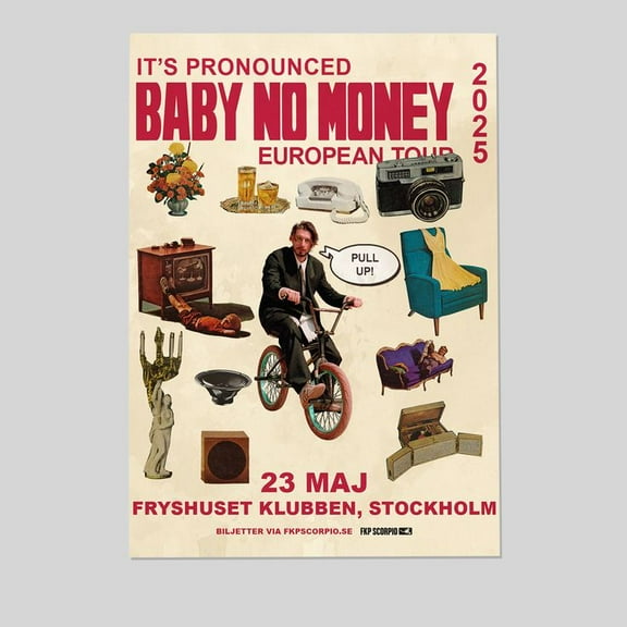 BBNO$ - BABY NO MONEY 2025 BERLIN - orig. Concert Poster - Konzert Plakat Size 24''x36''-Gategoo