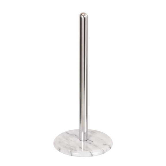 Creative Home Natural Marble Paper Towel Holder, Countertop Kitchen Roll Stand with Chrome-Plated Rust-Resistant Pole