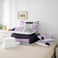 thumbnail image 5 of Feelyou Adult Chic Plaid Bedding Comforter Set 7pcs, Fashion Artwork Buffalo King Bedding Sets, Purple Grey Abstract Ombre Reversible Bed Sheets, Luxury Bedroom Decor, 5 of 7