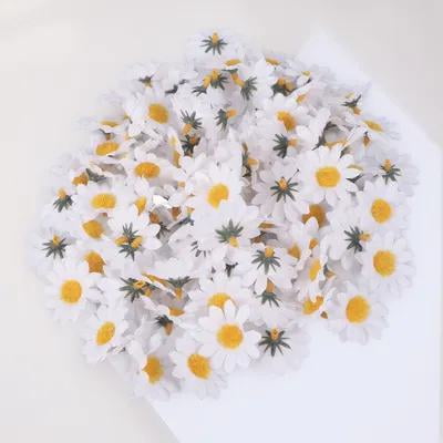 HONMEET 100Pcs White Lifelike Faux Daisy Flowers for Wedding, Party Decorations and Home Decor