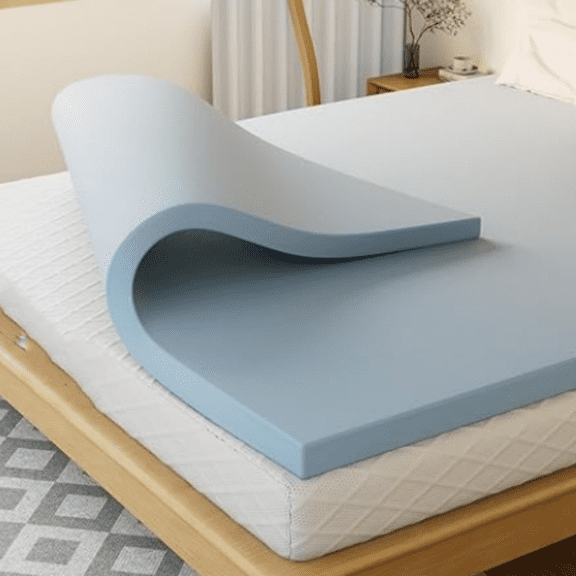 Twin Mattress Topper,1.5 Inch Twin Size Memory Foam Mattress Topper,Cooling Gel Soft Mattress Relieves Back Pain Light Blue